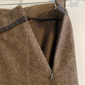 Wool Pendleton pants with lining, back pockets and leather trim